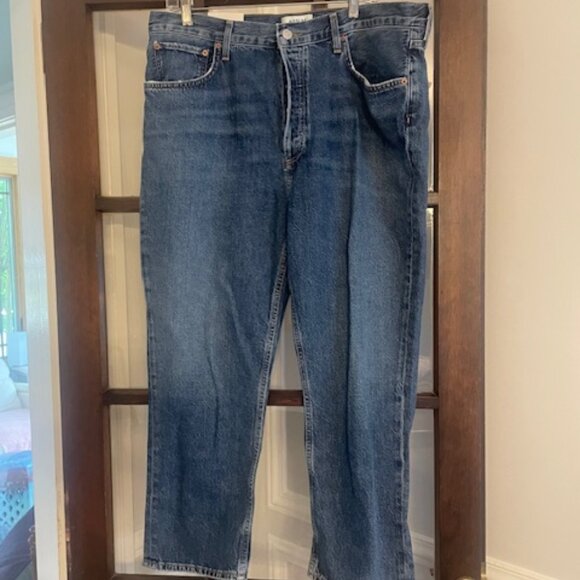 Agolde Riley Crop: High Rise Straight Jeans, Size 34 - Picture 1 of 6